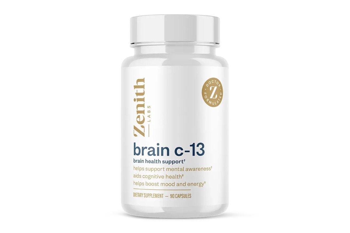 A bottle of Brain C-13 on a clean counter